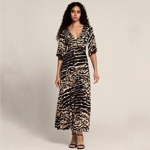 Jaase Lola Just Jungle Animal Print Wide Leg Jumpsuit Size Small